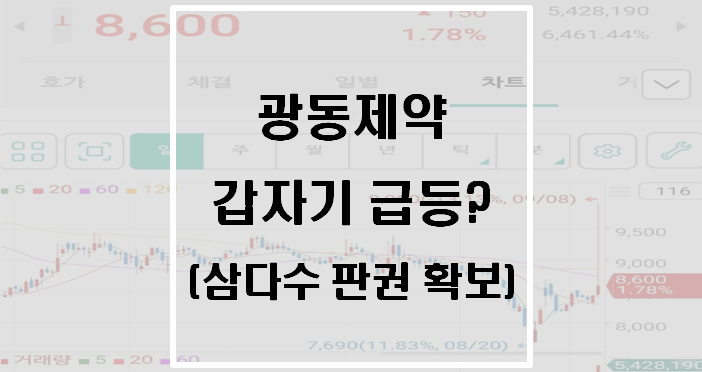  광동제약 갑자기 급등?(삼다수 판권 확보)