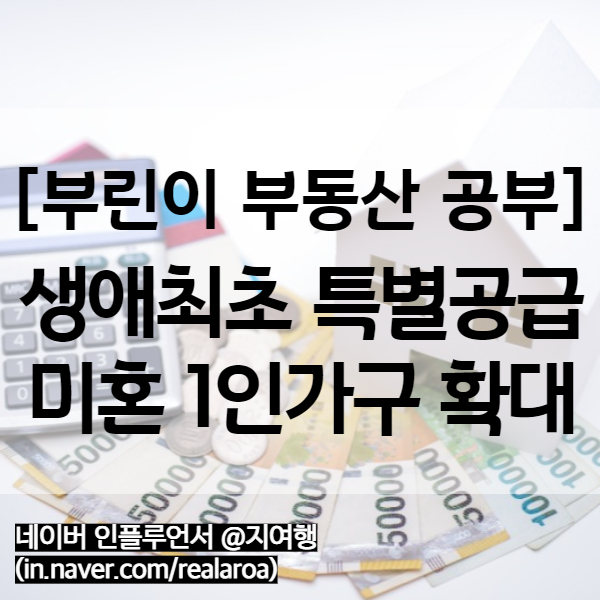  생애최초 특별공급 조건 - 11월부터 미혼 1인가구 청약 기회확대