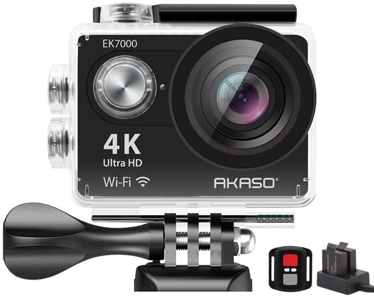 최근 인기있는 아카소 AKASO EK7000 4K WiFi 액션 캠 카메라 Ultra HD 방수 12MP 액션캠, EK7000블랙 ···