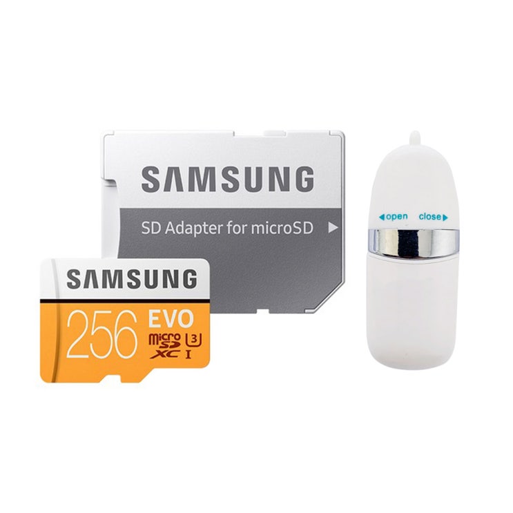 구매평 좋은 삼성전자 마이크로SD EVO MB-MP256HA + SD어댑터 + USB리더기, 256GB ···