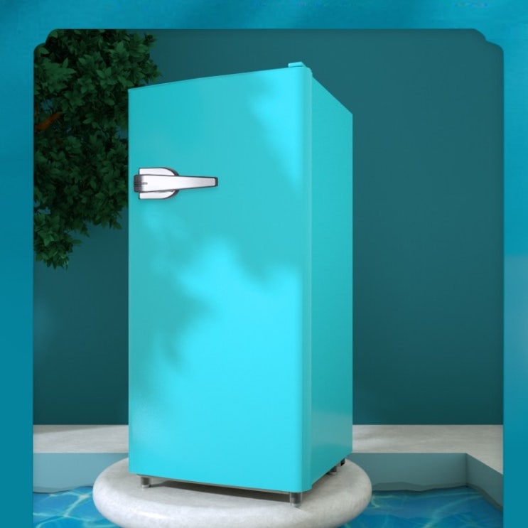 선택고민 해결 연예인 레트로 소형 미니 냉장고 원룸 사무실 Chigo 98 리터 단일 도어 복고풍 가정용 에너지 절약 냉동 냉동 미용 화장품 기숙사, 빈티지 블루 ···