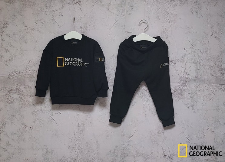  내셔널지오그래픽 맨투맨 세트 아동용 블랙