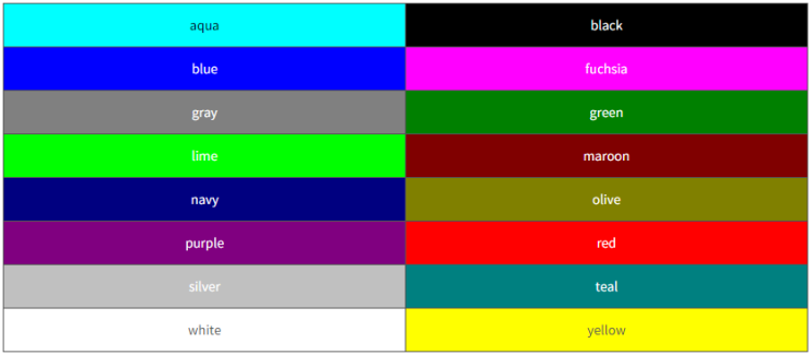 [HTML]HTML 색상을 표현하는 방법(색상명, RGB 색 모델, 16진수 색상값, HSL 색 모델)
