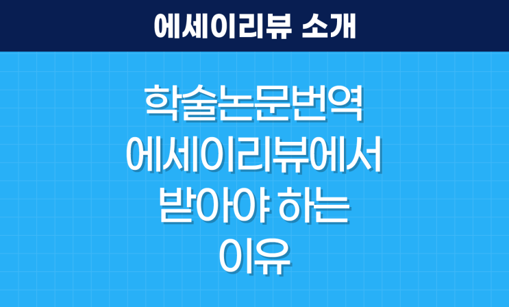  학술 논문 번역 에세이리뷰에서 받아야 하는 이유