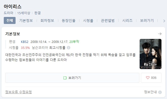 드라마 아이리스 1 다시보기 등장인물,결말X (Ost 백지영 잊지말아요) : 네이버 블로그