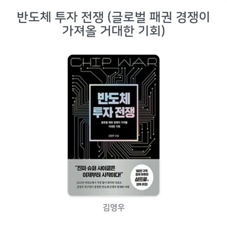  [서평]반도체 투자 전쟁 (글로벌 패권 경쟁이 가져올 거대한 기회) 김영우