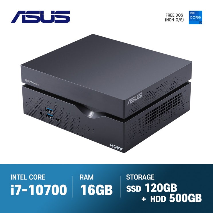 선택고민 해결 ASUS 미니 PC VC66C2-BB7002MN(i7/16G/120GB/500GB), 16GB（기본）, SSD 120GB+HDD 500GB（기본） ···