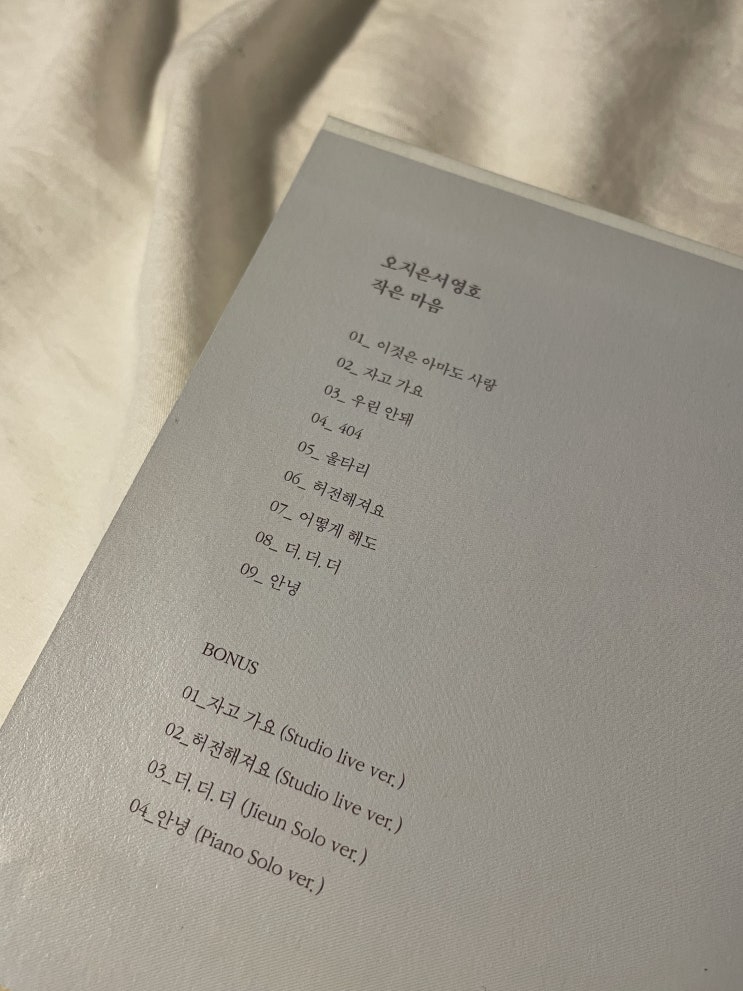  오지은서영호의 프로젝트 앨범, '작은 마음' 코드