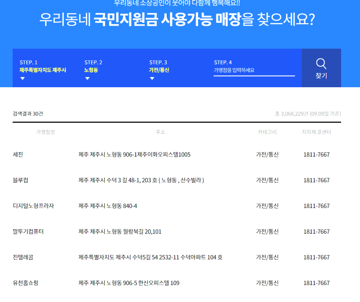  우리동네 국민지원금으로 가전을 사고 싶어요