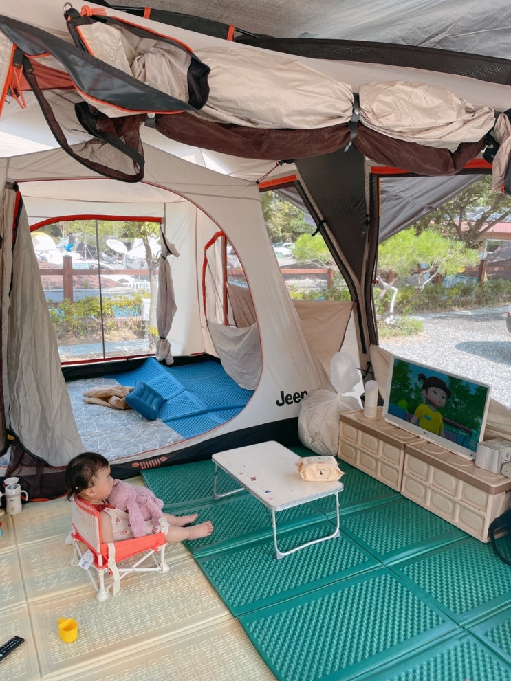  용인 젤코바캠핑장 22개월아기랑 룸앤티비는 이제 필수템