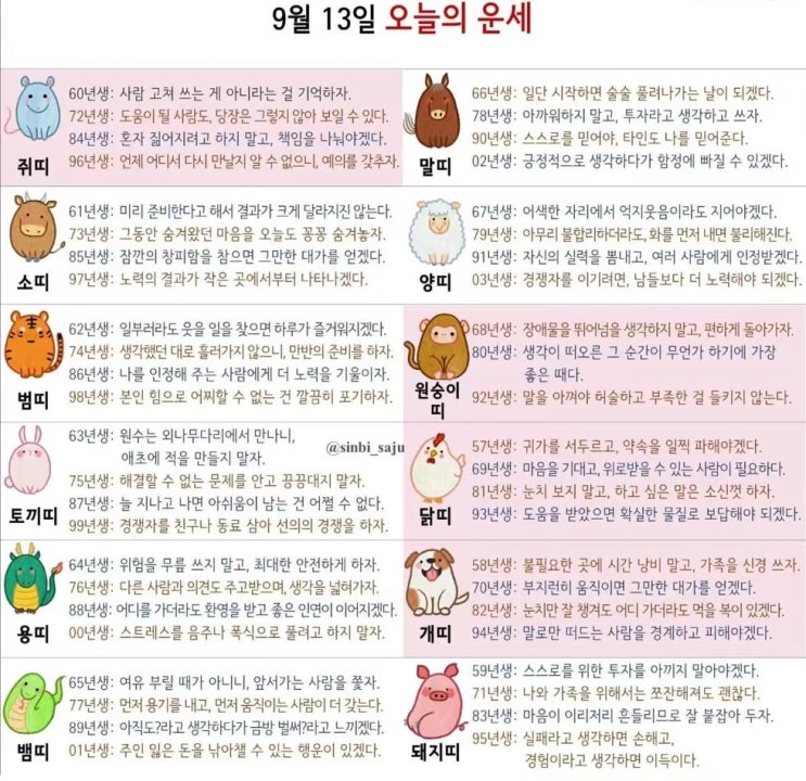2021년 09월 13일 오늘의 운세 ! 띠별운세 ! 별자리운세! 2021년 09월 13일 오늘의 운세 ! 띠별운세 ! 별자리운세!