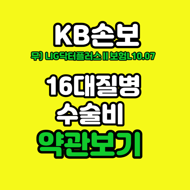  KB손보 무) LIG닥터플러스Ⅱ보험L10.07- 16대질병수술비 약관보기  준법감시인 심의필 제2021-446호(2021.09.28~2022.09.27)