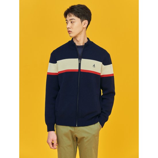  인기있는 [빈폴] 네이비 컬러 블록 집업 카디건 (BC125AC31R) ···