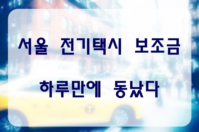  서울 전기택시 보조금 하루 만에 동났다…"수요·공급 불균형 심화"