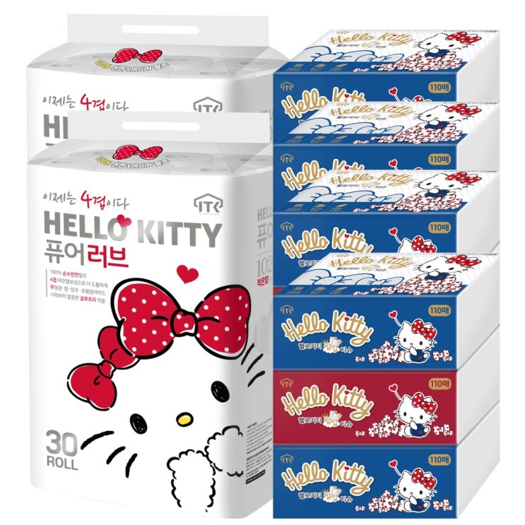 핵가성비 좋은 헬로키티 4겹 퓨어러브 30롤 2팩 + 3겹 팝업골드(3입) 4팩, 1세트 좋아요 핵가성비 좋은 헬로키티 4겹 퓨어러브 30롤 2팩 + 3겹 팝업골드(3입) 4팩, 1세트 좋아요