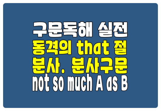 로즈리 구문독해 실전 동격의 that 절 분사 구문 not so much A as B