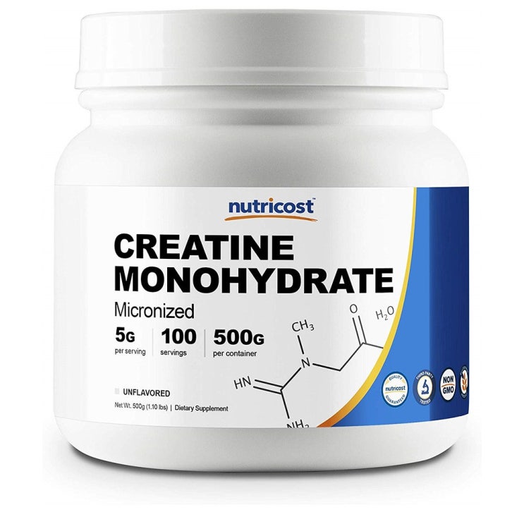 최근 많이 팔린 Nutricost Creatine Monohydrate Micronized Powder 뉴트리코스트 크레아틴 모노하이드레이트 파우더 1.1lb(500g), 1개,