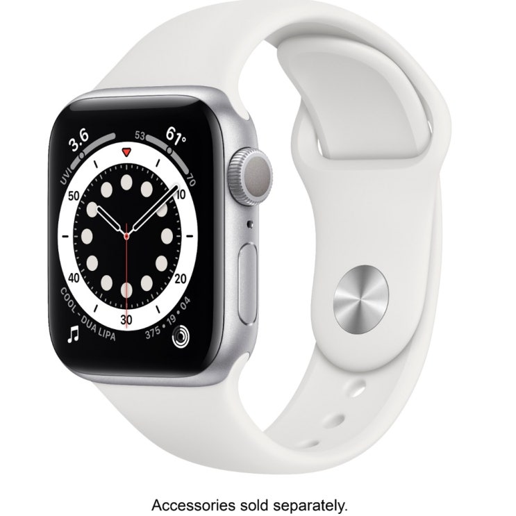 의외로 인기있는 M00D3LLA Apple Watch Series 6 (GPS) 44mm Silver Aluminum Case with White Sport Band Silver
