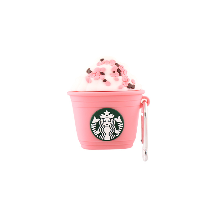 잘팔리는 비쉐르 벚꽃음료 에어팟 2세대 실리콘 케이스 + 카라비너, 핑크 ···