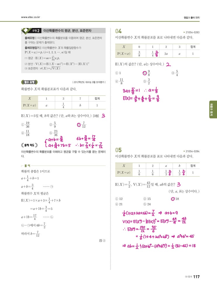 수능완성 확률과 통계 p117, p118) 09 통계 유형2 문제 및 풀이 수능완성 확률과 통계 p117, p118) 09 통계 유형2 문제 및 풀이