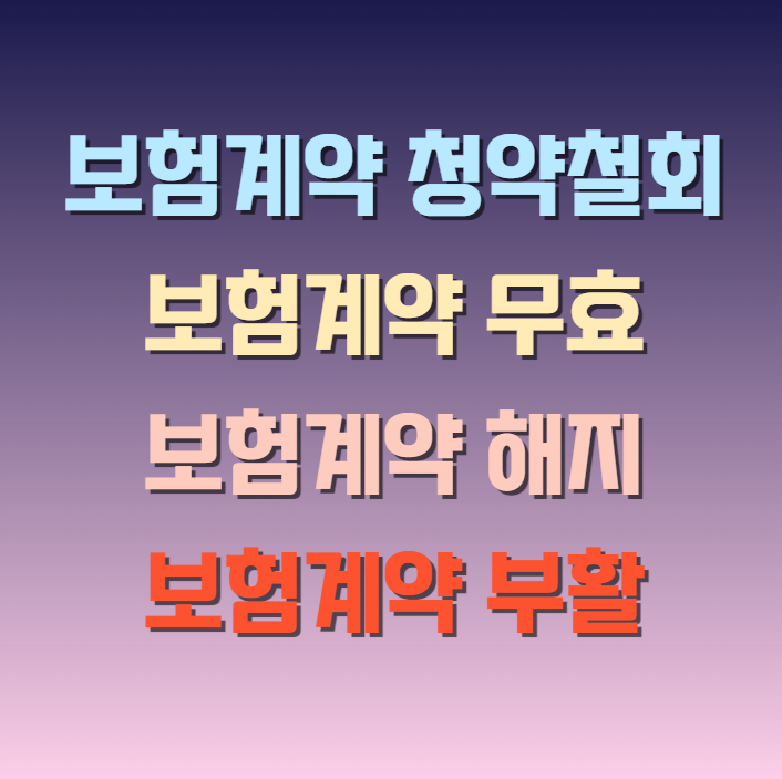  보험계약 청약철회, 무효, 보험 해지 사항 및 보험계약의 부활