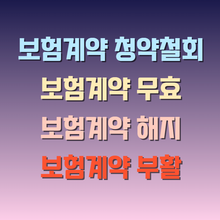 보험계약 청약철회, 무효, 보험 해지 사항 및 보험계약의 부활