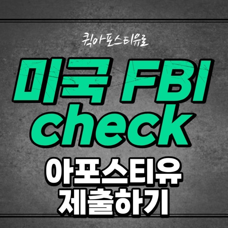  미국 FBI CHECK/범죄경력증명서 아포스티유 발급받으려면?