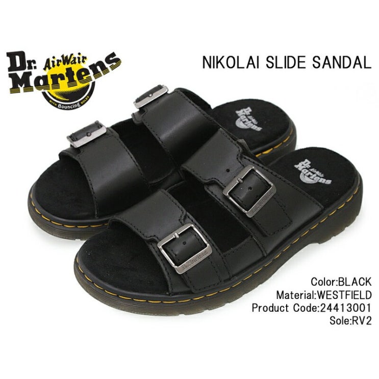 최근 많이 팔린 [Dr.Martens]닥터 마틴 NIKOLAI SLIDE SANDAL니콜라이 슬라이드 샌들 24413001 BLACK블랙 스트랩 레이디 ···