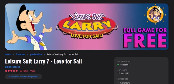 성인용 어드벤쳐 명작 게임 레저 슈트 래리 7 무료 다운로드 정보 Leisure Suit Larry 7 - Love for Sail