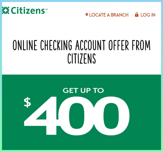 미국 :Citizens 은행 체킹계좌열고 400불 받기