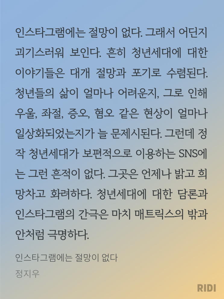 인스타그램에는 절망이 없다 - 정지우