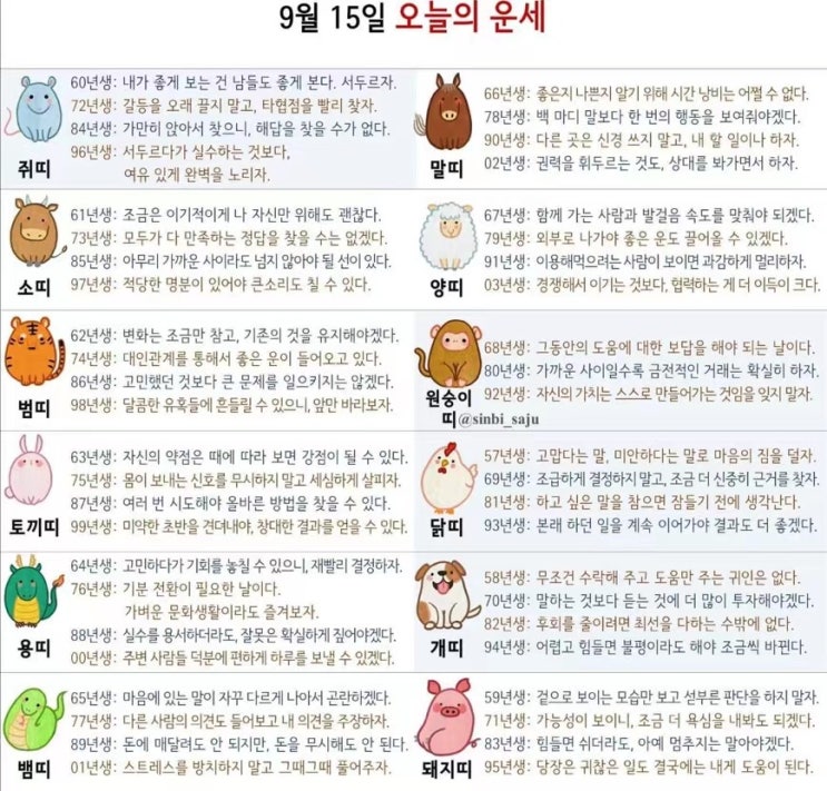 2021년 09월 15일 오늘의 운세 ! 띠별운세 ! 별자리운세! 2021년 09월 15일 오늘의 운세 ! 띠별운세 ! 별자리운세!