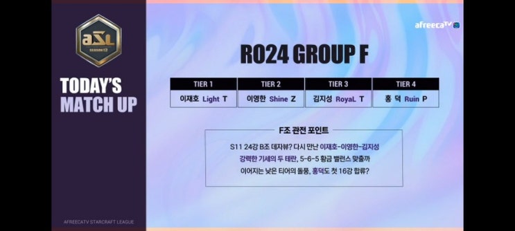  ASL 시즌12, 24강 F조 경기결과, 이재호, 홍덕, 이영한, 김지성