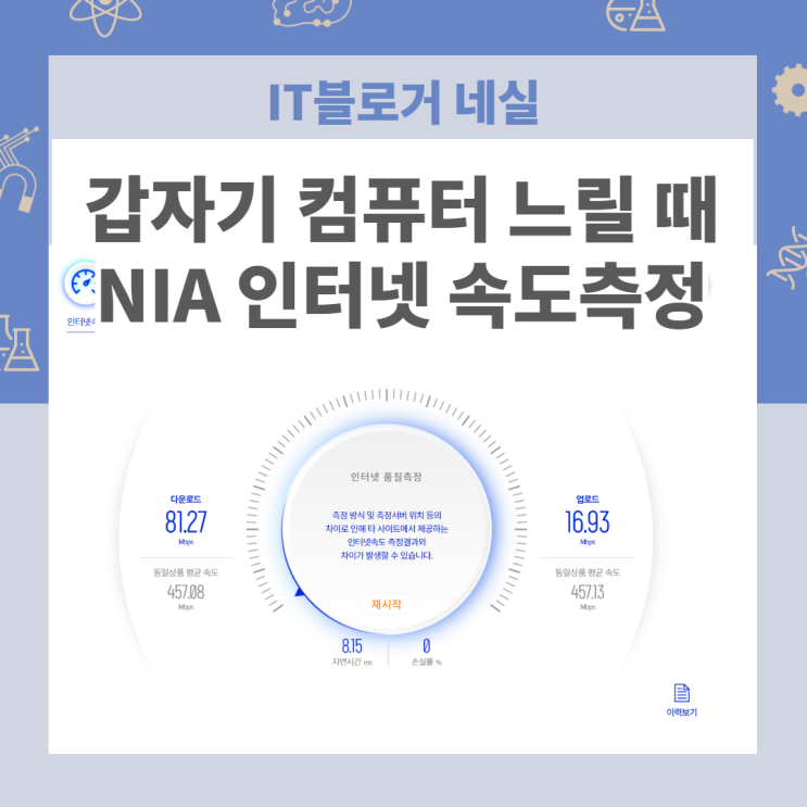 NIA 스피드 인터넷 속도측정으로 SK, KT, LG 인터넷 속도측정