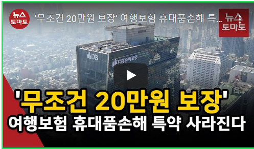 (영상)'무조건 20만원 보장' 여행보험 휴대품손해 특약 사라진다 (영상)'무조건 20만원 보장' 여행보험 휴대품손해 특약 사라진다