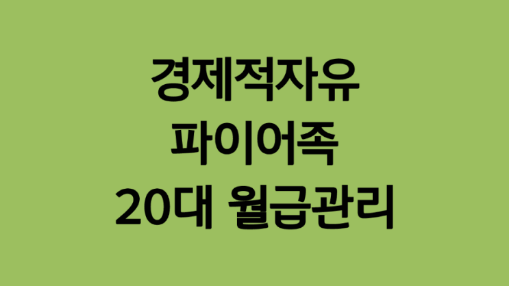  20대 효율적인 월급관리 및 재테크 방법