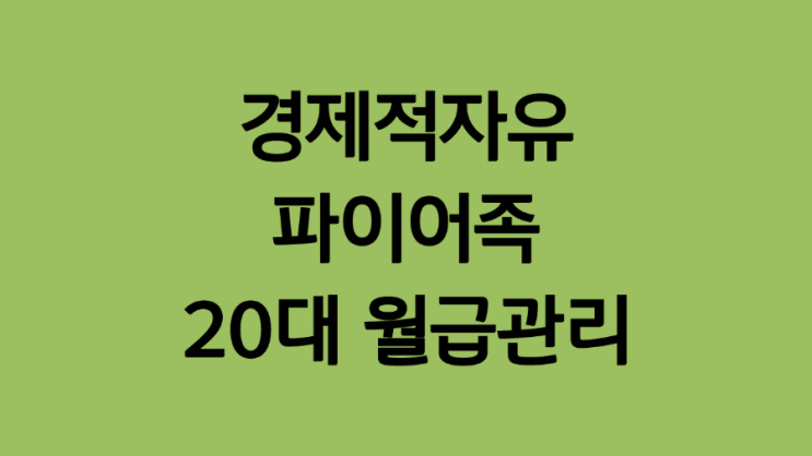 20대 효율적인 월급관리 및 재테크 방법