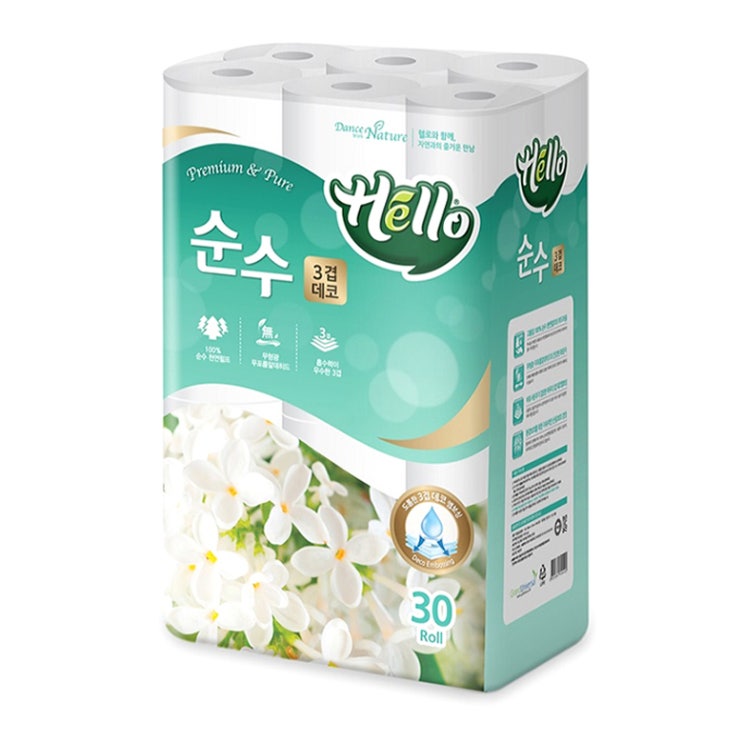 가성비 뛰어난 헬로 순수 천연펄프 3겹 데코 롤화장지 30 m, 30롤, 1팩 추천합니다 가성비 뛰어난 헬로 순수 천연펄프 3겹 데코 롤화장지 30 m, 30롤, 1팩 추천합니다