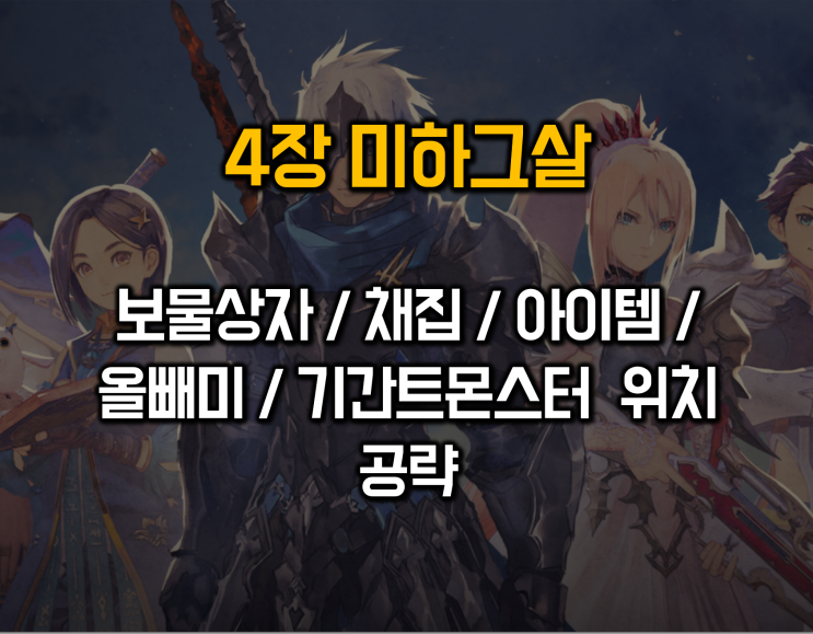  테일즈오브어라이즈 4장 미하그살 올빼미 보물상자 채집 기간트몬스터 위치