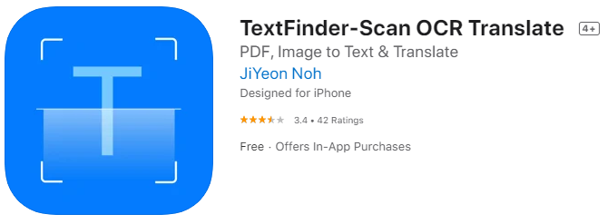 [IOS 유틸] TextFinder-Scan OCR Translate 가 한시적 무료!