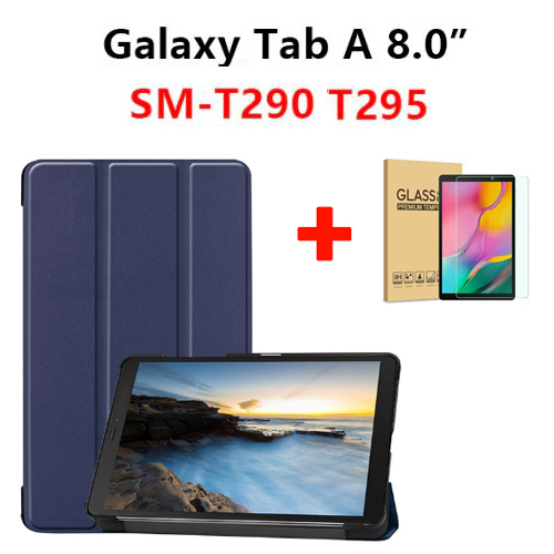 리뷰가 좋은 Galaxy 삼성 갤럭시 탭A 8.0 2019 2020 스마트케이스 + 강화유리필름 SM-T290 SM-T295, 네이비(강화필름포함) ···