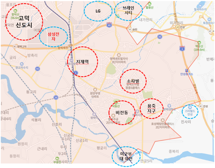  입지분석_#평택남부(소사벌)대장 용죽지구, 평택비전지웰푸르지오 (feat. 푸르지오)