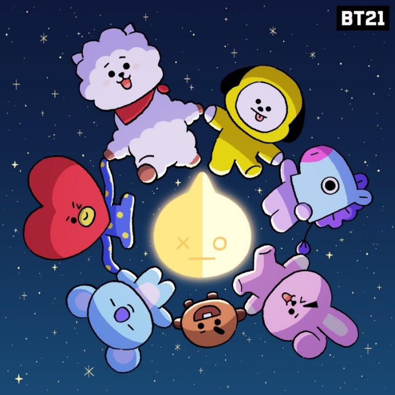 BTS 방탄소년단 트위터 - BT21 추석 한가위 기념 보름달 단체사진 JPG