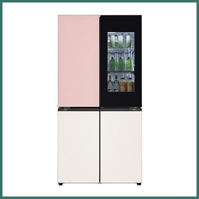 LG전자 LG오브제컬렉션 노크온 양문형 냉장고 핑크 베이지 M870GPB451 870L 방문설치 탑픽 
