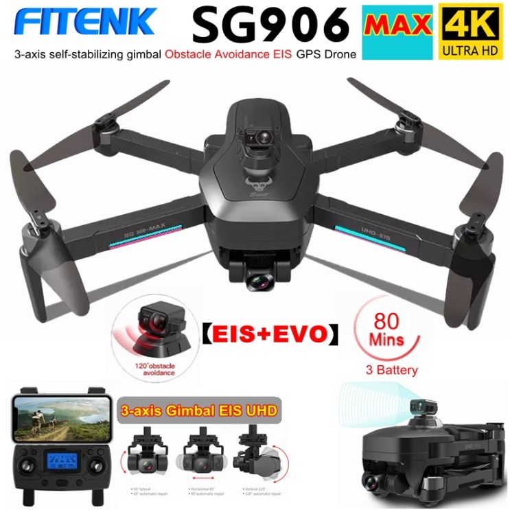 당신만 모르는 SG906 MAX SG906MAX PRO2 GPS 드론 4K HD 카메라 장애물 회피 3축 짐벌 5G WiFi FPV Professional RC 쿼드콥터 드론RC