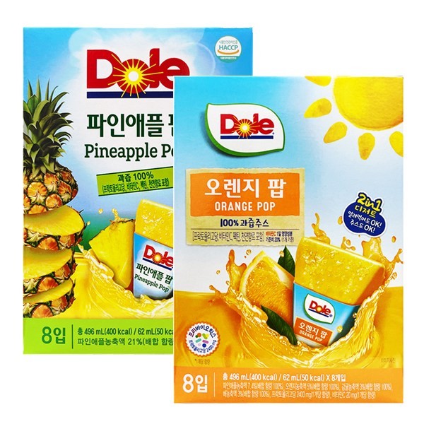 요즘 인기있는 Dole 과즙 100% 얼려먹는 주스 후룻팝 2box 3종 - 파인애플 주스 오렌지 망고, 06. 파인애플 1box. 오렌지 1box ···