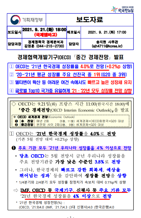  OECD 중간 경제 전망 발표(feat. 기획재정부)