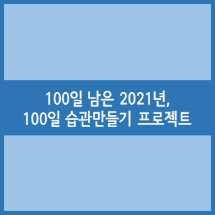  [100일 습관만들기 프로젝트] 2021년이 100일 남은 이 시점, 킴슈가 100일동안 할 일은?