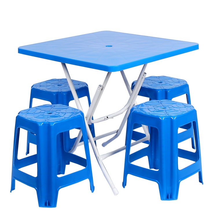 리뷰가 좋은 지오리빙 포장마차 테이블 의자 세트, 사각+사각(블루) 추천합니다