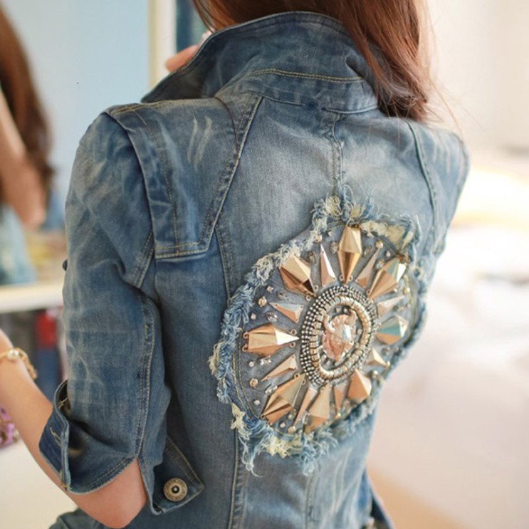 선호도 높은 니모콘 여성 봄 가을 데님 7부소매 패션 캐주얼 재킷 좋아요